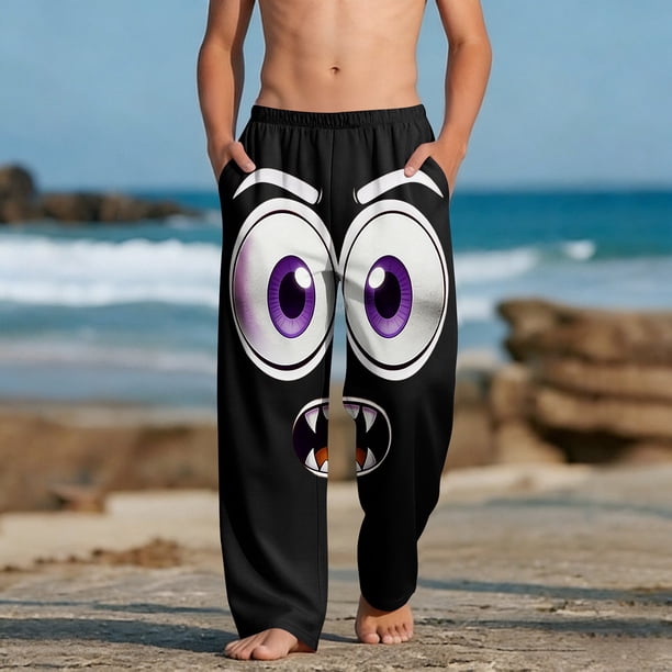 Pantalones largos para niños y niñas, de moda, estampados, casuales, de playa, con bolsillos.