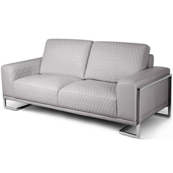 Michael Amini Mia Bella Gianna Loveseat in Light Gray and Steel Frame