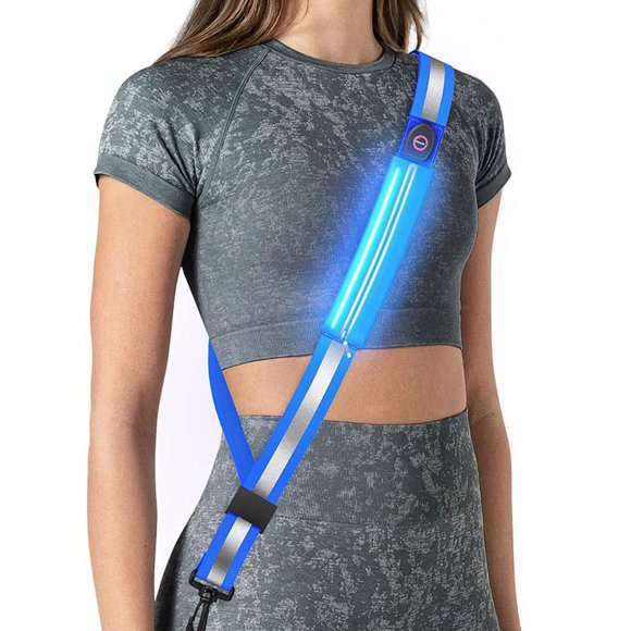 LOVEVER Ceinture Réfléchissante à DEL pour la Marche Nocturne, Ceinture de Course Rechargeable à DEL Lumineuse pour Coureurs et Marcheurs, Bleu