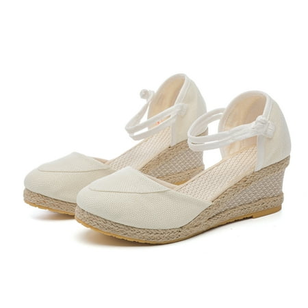 

TOWED22 Wedges For Women Womens Open Toe Buckle Ankle Strap Flatform Wedge Casual Sandal Summer Sandals For Women
