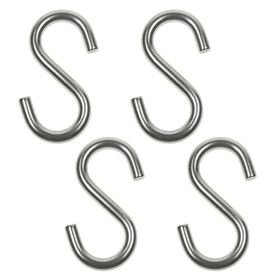 Wideskall 2" inch Heavy Duty Small Zinc Plated Steel S Shaped Hanging Hooks Hangers Pack of 4