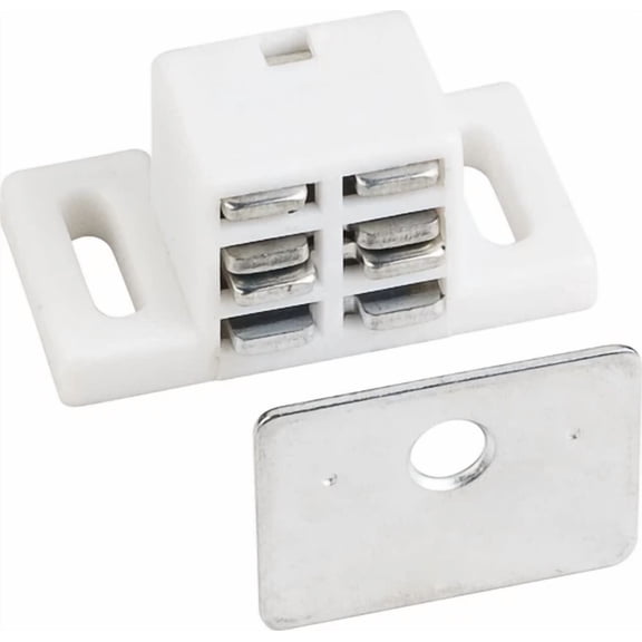 Pack Of 2 25 Lb White Single Magnetic Catch With Zinc Strike And Screws 50651