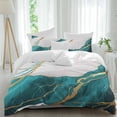thumbnail image 2 of Aqua White Marble Bedding 3 Piece Duvet Cover Set Twin Size, Nature Marble Crack Yellow Lines Art Soft Microfiber Comforter Cover with Zipper Closure & Pillowcases, FadeResistant Quilt Cover, 2 of 9