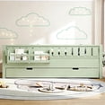 thumbnail image 2 of Bellemave Full Bed with Trundle and Small Stairs, Full Size Platform Bed Frame with Rail and Bookshelf, Wooden Montessori Floor Bed No Box Spring Needed,Green, 2 of 7