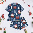 thumbnail image 7 of Christmas Pajamas for Women Holiday Cute Funny Xmas Print Button Short Sleeve Shirt Matching Shorts 2 Piece Pjs Set Navy XL, 7 of 7