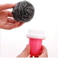thumbnail image 4 of Stainless Steel Scrubbers With Handle, Reusable Dishwasher Cleaning Brush For Dishwasher (Blue+Green+Red), 4 of 4