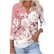thumbnail image 1 of Camiseta de Solapa de Cuello en V de la Manga Superior de 3/4 de las Mujeres, Uso Diario Cómodo Casual, 1 of 5