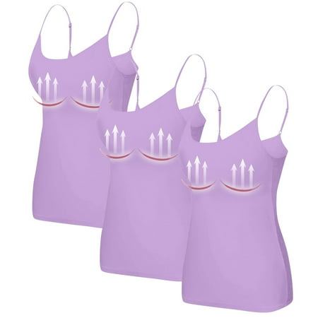 3 PCS Bra Tank Tops for Women Shelf Bra Camisoles Adjustable Spaghetti Strap Shelf Bras Yoga Workout Basic Padded Undershirts