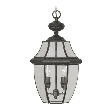 

Outdoor Pendants 2 Light With Clear Beveled Glass Black size 11 in 120 Watts - World of Crystal