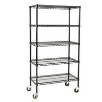 21" Deep x 24" Wide x 69" High 5 Tier Black Wire Shelf Truck with 800 lb Capacity