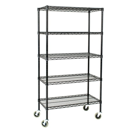 24 Deep X 72 Wide 80 High 5 Tier Black Wire Shelf Truck With 24 Deep X 72 Wide 80 High 5 Tier Black Wire Shelf Truck With 800 Lb Capacity Com