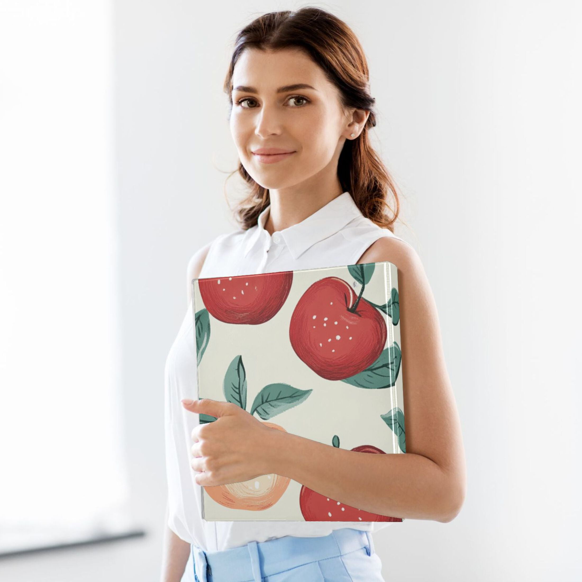 Red Yellow Apples 3 Ring Binders 1.5 inch Hardcover File Folders with Interior Pockets A4 Size Organizer for School Office Hospital