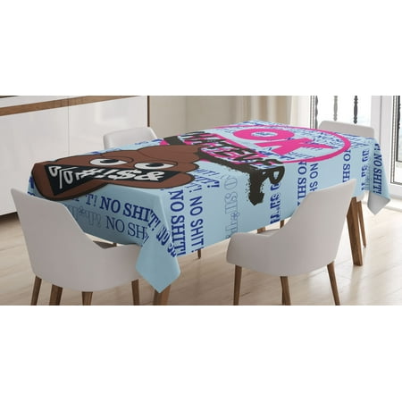 

Poop Emoji Tablecloth Angry Funny Pile of Poo with OK Whatever Writing on Sky Colors Back Rectangular Table Cover for Dining Room Kitchen Decor 60 X 90 Pale Blue and Hot Pink by Ambesonne