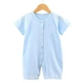 thumbnail image 2 of KPOPLK Unisex Baby Boy Girl Clothes Button Romper Jumpsuit Basic One Piece Outfits(Blue,6-12 Months), 2 of 4