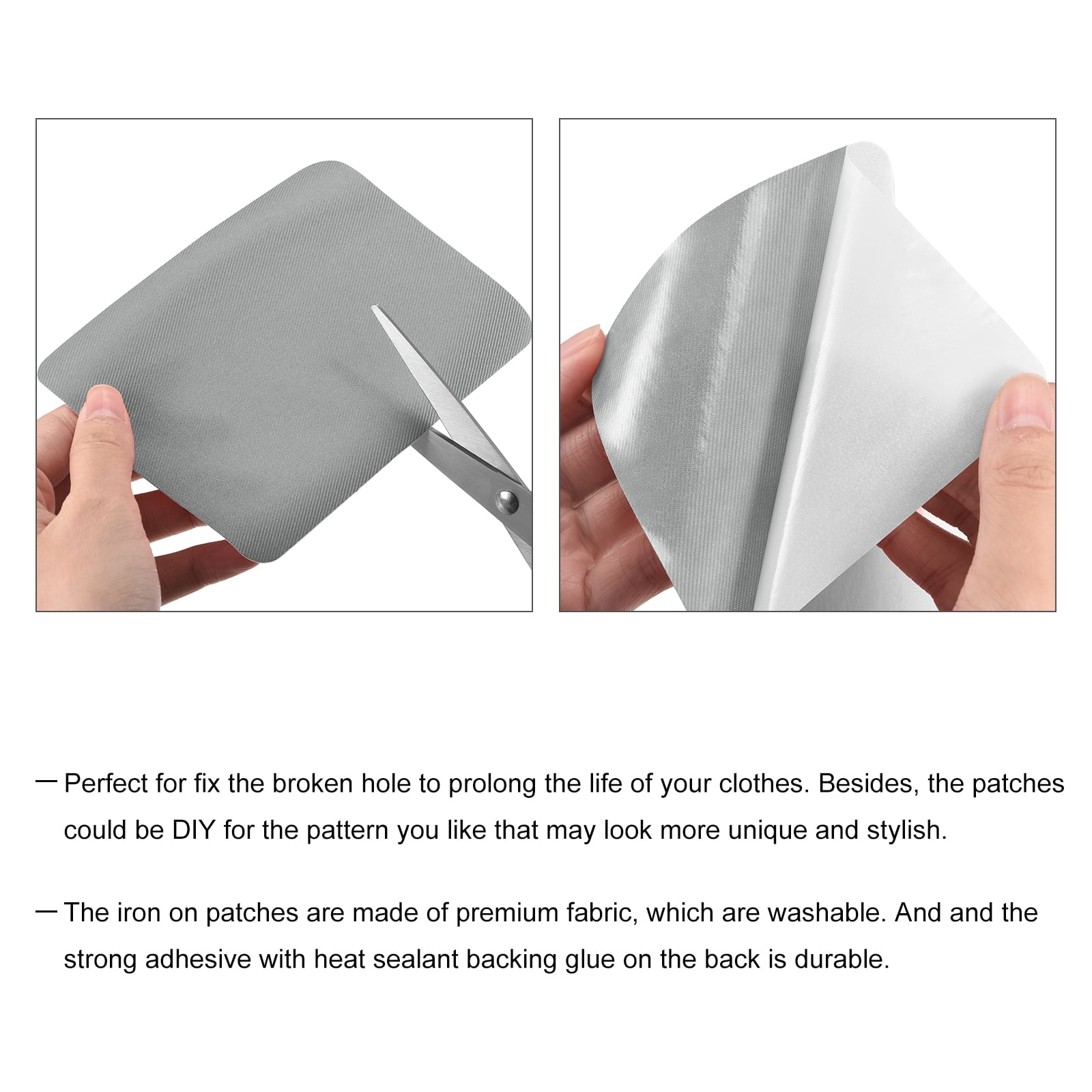 Unique Bargains Fabric Iron-on Patches for Clothes Hole Repairing and Decoration Grey