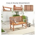 thumbnail image 3 of Eucalyptus Wood Patio Bench - 2 Seat Outdoor Loveseat with Armrests & Backrest - Garden Furniture for Backyard, Deck, Porch, 3 of 8
