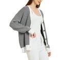 thumbnail image 4 of INSPIRE CHIC Women's Striped Cardigan Sweaters Open Front Button Down V Neck Cardigans, 4 of 5