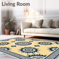 thumbnail image 2 of ODIKA 6'x9' Machine Washable Non-Slip Area Rug, Classic Lattice Trellis with Stylized Floral Medallions and Details High Traffic Rug, Beige, 666064, 2 of 7