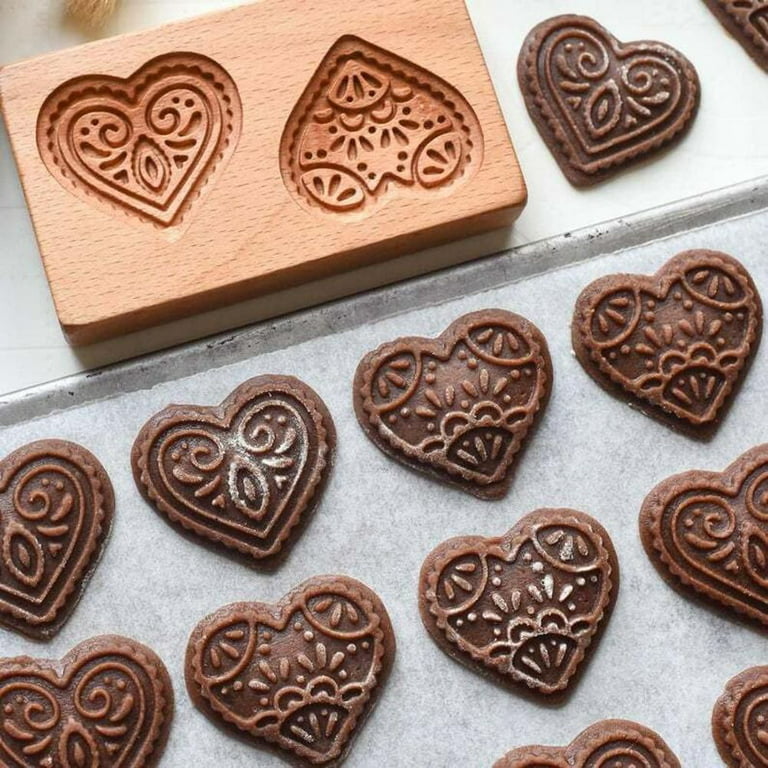Shortbread Mold Carved Cookie Cutter Molds Wooden Gingerbread Cookie Mold