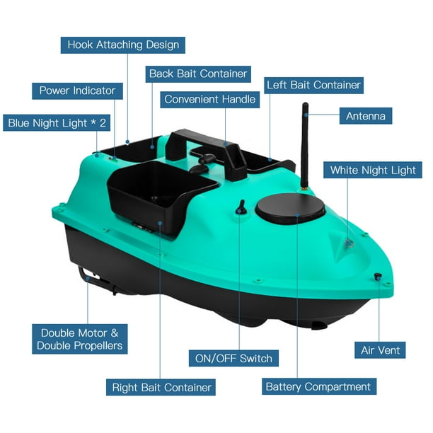 Wireless Fishing Bait Boat with 3 Bait Containers Remo Control Bait Boat  with 16-points Positioning Function Automatic Return Function 