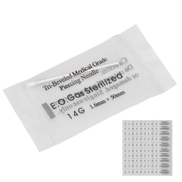 Aguja para perforación corporal, 100 piezas Aguja para perforación corporal profesional Aguja para perforación de oreja Agujas para perforación profesionales adaptadas para la perfección