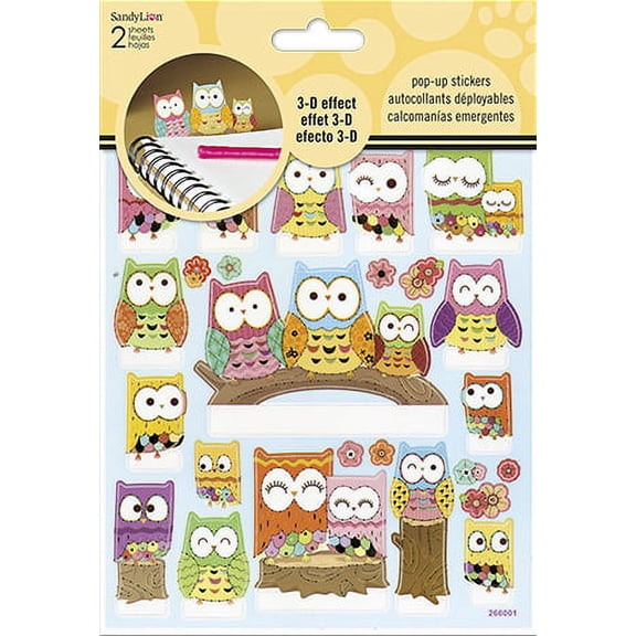 Owls Pop Up Stickers - 2 Sheet