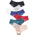 thumbnail image 4 of BadPiggies 6 Pack Lace Panties Cotton Underwear for Women, Invisible Seamless Half Back Coverage Hipster Briefs, 4 of 8