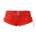 thumbnail image 2 of Aayomet Women's Low Waist Super Mini Shorts, Red, L, 2 of 5