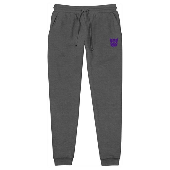 Men's Transformers Purple Decepticons Logo  Jogger Sweatpants Charcoal Heather 2X Large