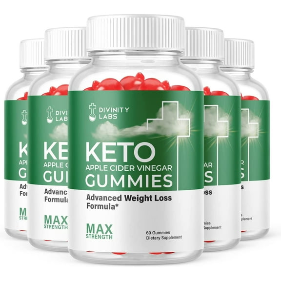 (5 Pack) Divinity Labs Keto ACV Gummies - Supplement for Weight Loss - Energy & Focus Boosting Dietary Supplements for Weight Management & Metabolism - Fat Burn - 300 Gummies