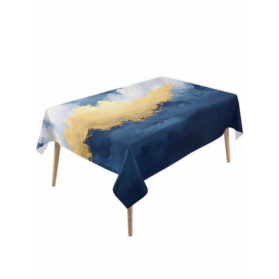 Navy Blue Table Cloth, Abstract Modern Oil Painting Art Waterproof Tablecloth for Rectangle Tables, Reusable Washable Fabric Table Cover for Restaurant Kitchen Dining Tables 60"x120"