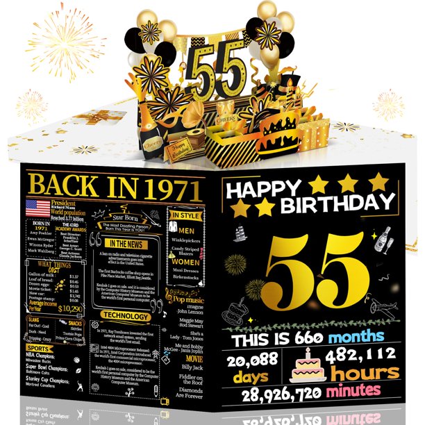 Tarjeta de cumpleaños Joycard 55th para mujeres y hombres con diseño desplegable en 3D