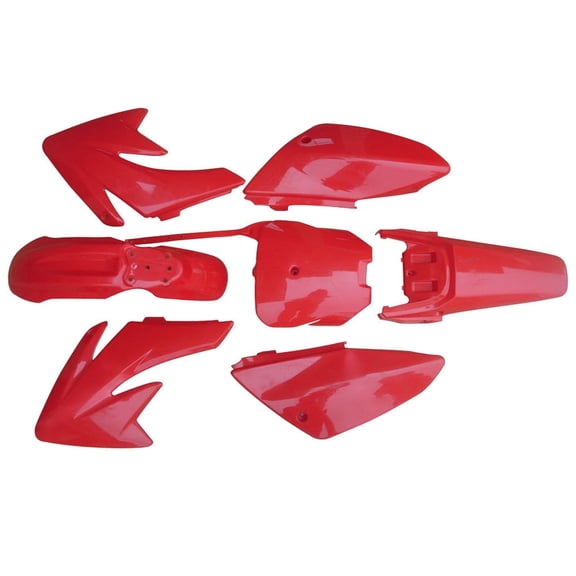 Plastic Fairing Body Kit 7pcs Set Compatible with CRF70 70cc Dirt Bikes Included Front & Rear Fender Side Panels (Red)