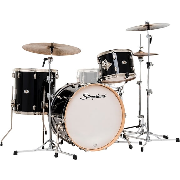 Slingerland Studio King 3-Piece Shell Pack with 22" Bass Drum Del Norte Black Lacquer