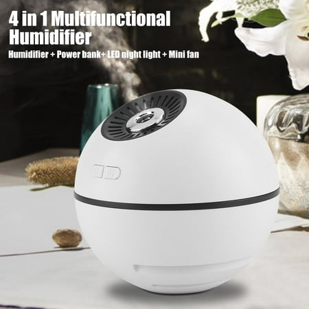 HHERCHR Humidifier, 300ml/10oz Humidifier Cool Mist Warm Air USB Rechargeable Steam Humidifier LED Night Light/Mini Fan/Mobile Power Multifunctional Home Office Diffuser for Baby Kid Bedroom,