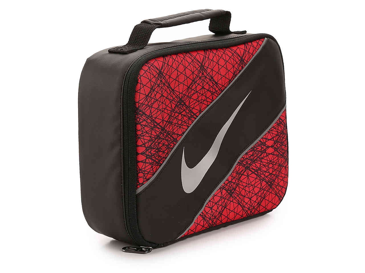 red and black nike lunch box