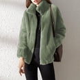 thumbnail image 2 of Fleece Jacket Women Sherpa Lined Zip Up Fuzzy Jackets Winter Faux Fur Warm Stand Collar Outerwear 2025 Fashion, 2 of 6