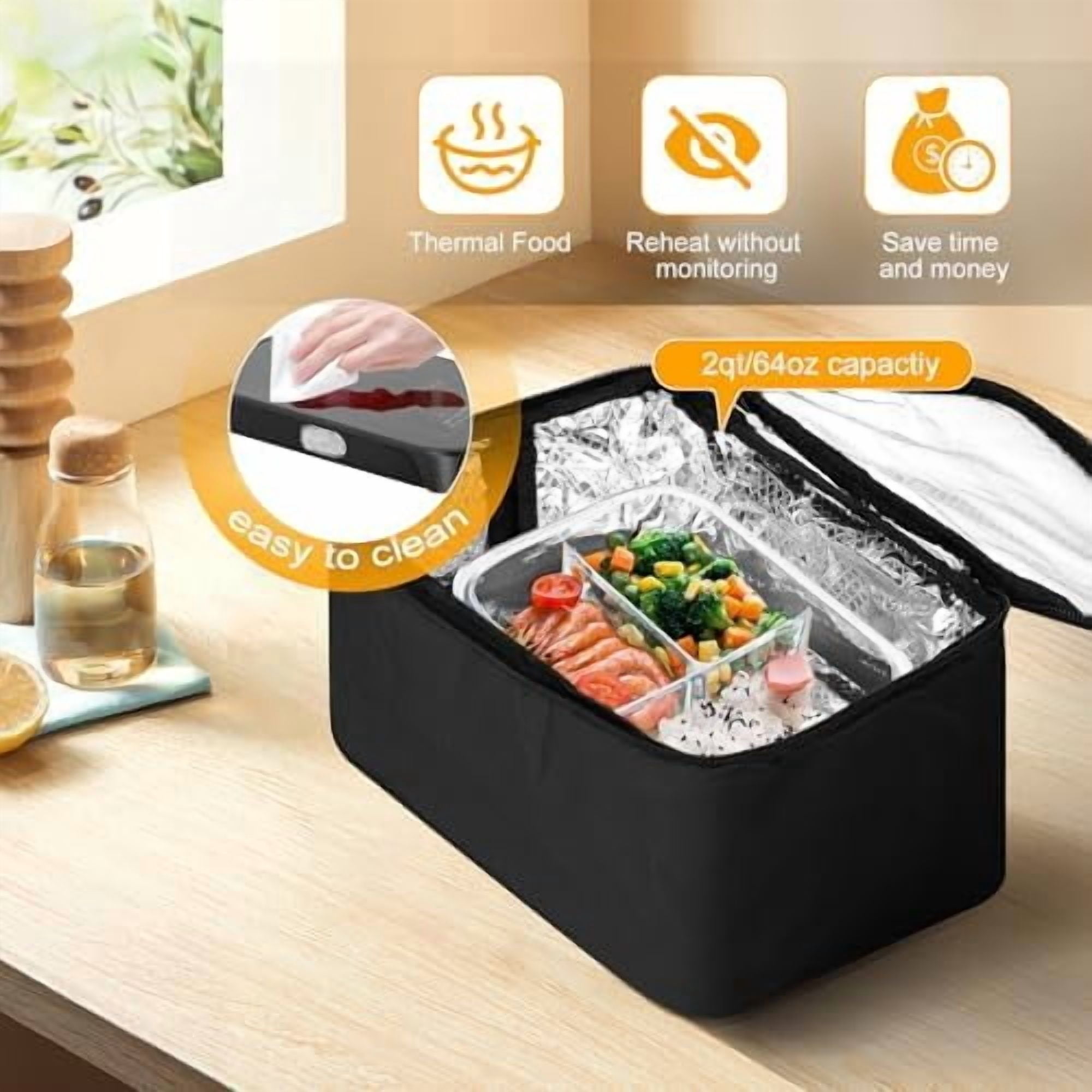 Portable Oven - 100W Fast Heating Food Warmer, 3-in-1 Electric Lunch Box & Lunch Warmer 12V/24V/110V - Mini Personal Microwave Oven for Car, Truck Driver, Office, Travel & Outdoor Use