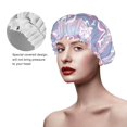 thumbnail image 4 of YFYANG Women's Double Waterproof Shower Cap, Purple Striped Flowers Reusable Hair Cap for All Hair Styles and Head Sizes, 4 of 9