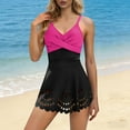 thumbnail image 4 of OGLCCG Womens One Piece Swimsuit V Neck Wrap Skirt Bathing Suit with Cutout Summer Modest Twist Front Swim Dress, 4 of 8