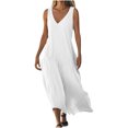 thumbnail image 2 of Awdenio Womens Summer Dresses Casual Loose Sundress Long Dress Sleeveless V Neck Cotton Linen Dresses Skirt, 2 of 7