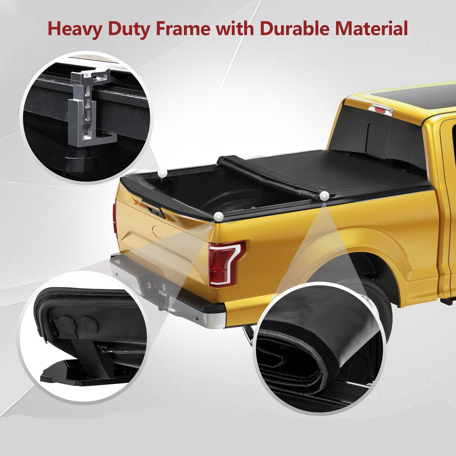 RVNI 6.75 ft Soft Roll Up Truck Bed Tonneau Cover compatible with 2017-2023 Ford F-350 F250 F350 Super Duty
