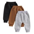 thumbnail image 3 of Okbabeha 3 Pack Baby Boy Pants Toddler Sweatpants Athletic Solid Color Elastic Waist Joggers Leggings, 3 of 7