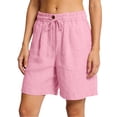 thumbnail image 6 of Cutuoiiu Women's Solid Color High Waist A-Line Cotton Linen Shorts with Elastic Drawstring and Pockets for Summer Casual Wear, 6 of 6