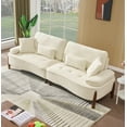 thumbnail image 3 of Mid Century Modern Upholstered Sofa, 103" Sectional Comfy Sofa Couch with Pillows, Deep Seated Sofa with Wood Leg for Living Room, Office, Apartment , 600lb Weight Capacity, Beige, 3 of 9