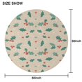 thumbnail image 6 of Beige Christmas Holly Pattern Round Tablecloth 60"x60",Wrinkle Wipeable Table Cloth for Kitchen Dining Room Picnic Patio Party, 6 of 6