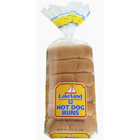Lakeland Hot Dog Buns, 12 Count, 16 oz Ready to Eat Buns