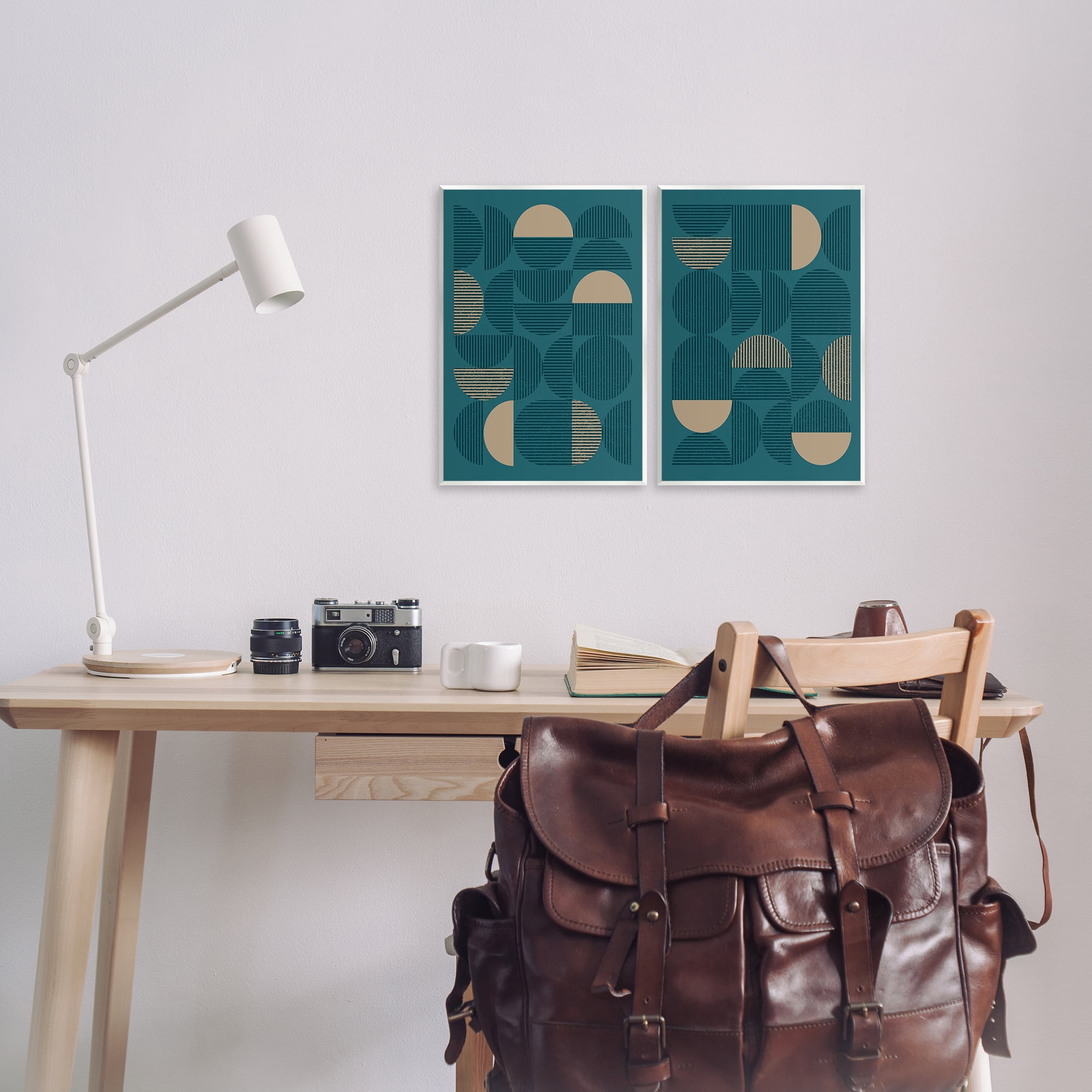 Stupell Industries Minimalist Teal Geometric Abstract Painting Unframed Art Print Wall Art, 11 x 14, Set of 2