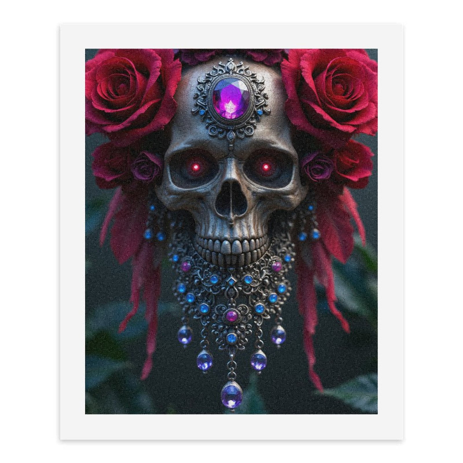 Paint By Numbers Kit for Adults Beginner - DIY Gothic Skull Art Rose Jewels Canvas Painting Kits for Adults, Frameless Paint By Number for Adults for Home Wall Decor 16x20 Inch