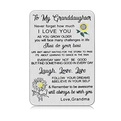 Grandparents Grandpa Engraved Metal Anniversary Birthday Christmas Valentines Gifts for Granddaughter Wallet Insert Card from Grandma